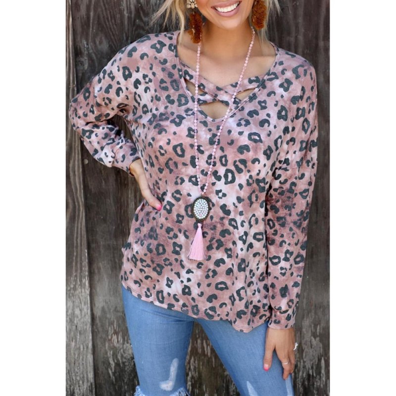 Leopard Crisscross Long Sleeve Top - from category Long Sleeve Tops (Dsipark.com | Best Online Shopping Website for Discounted Deals)