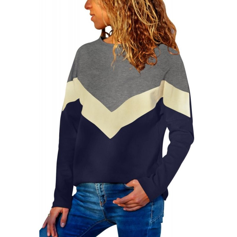Creamy Chevron Colorblock Long Sleeve Top - from category Long Sleeve Tops (Dsipark.com | Best Online Shopping Website for Discounted Deals)