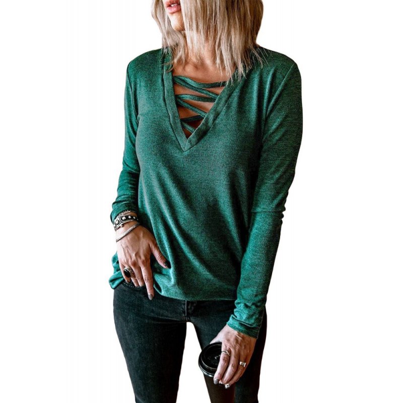 Criss Cross V Neck Long Sleeve Top - from category Long Sleeve Tops (Dsipark.com | Best Online Shopping Website for Discounted Deals)