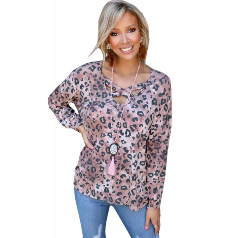 Leopard Crisscross Long Sleeve Top - from category Long Sleeve Tops (Dsipark.com | Best Online Shopping Website for Discounted Deals)